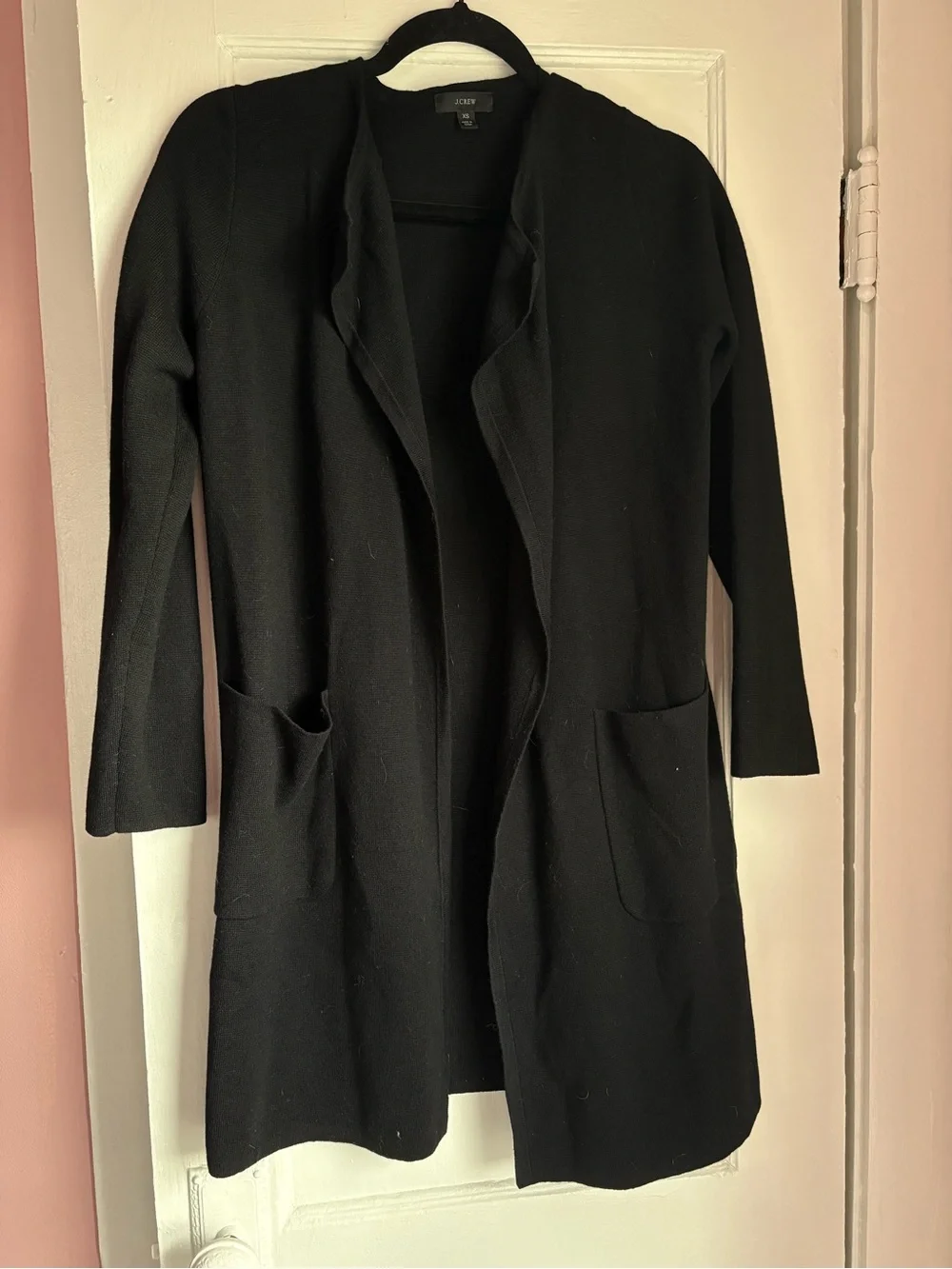J.Crew Juliette Merino Wool Blend Sweater-Blazer Black XS Collarless Knit Jacket